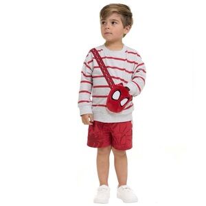 Spiderman Red & Gray Kids Matching Set with Plush Crossbody